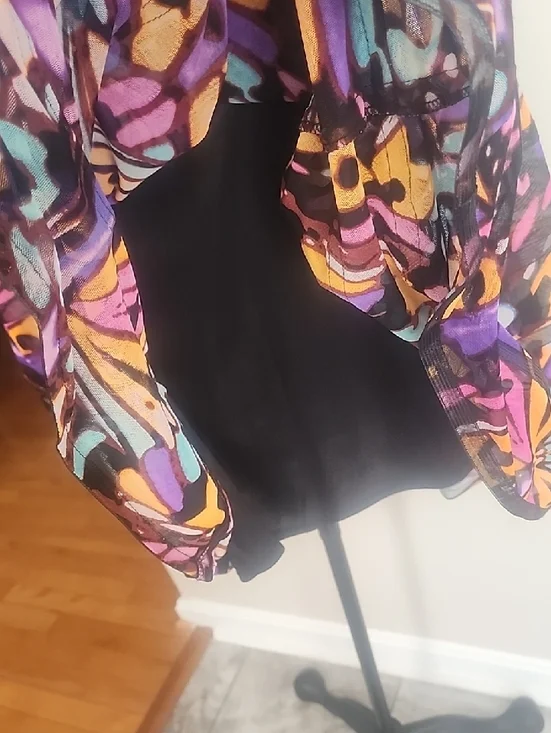 BETSEY JOHNSON NWT RUCHED BUSTIER FIT FLARE SHEER LINED PRINT DRESS SZ 10 - Picture 8 of 16